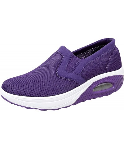 womens dress shoes low heel, Sneakers for Women Platform Wedge Shoes Mesh Fabric Breathable Sport Running Shoes Purple $20.16...