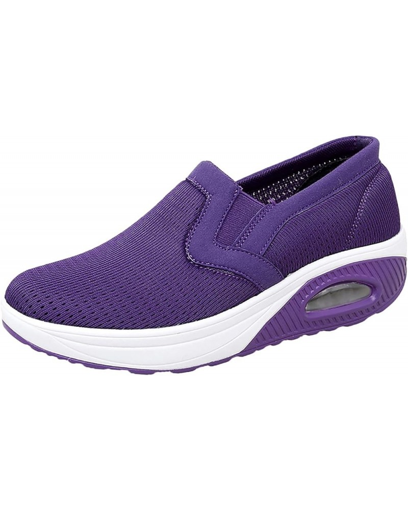 womens dress shoes low heel, Sneakers for Women Platform Wedge Shoes Mesh Fabric Breathable Sport Running Shoes Purple $20.16...