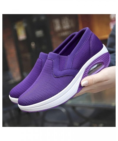 womens dress shoes low heel, Sneakers for Women Platform Wedge Shoes Mesh Fabric Breathable Sport Running Shoes Purple $20.16...