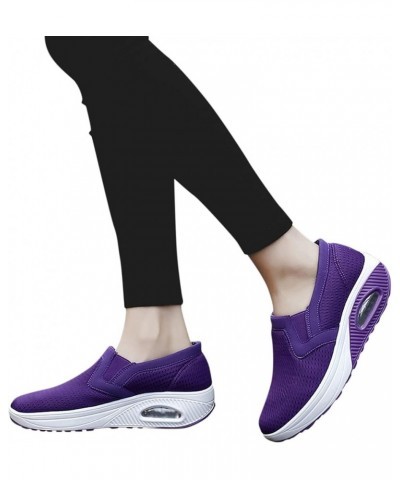 womens dress shoes low heel, Sneakers for Women Platform Wedge Shoes Mesh Fabric Breathable Sport Running Shoes Purple $20.16...