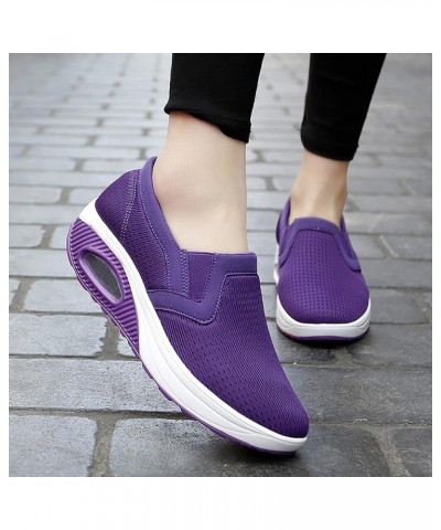 womens dress shoes low heel, Sneakers for Women Platform Wedge Shoes Mesh Fabric Breathable Sport Running Shoes Purple $20.16...