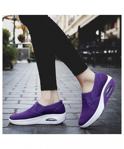 womens dress shoes low heel, Sneakers for Women Platform Wedge Shoes Mesh Fabric Breathable Sport Running Shoes Purple $20.16...