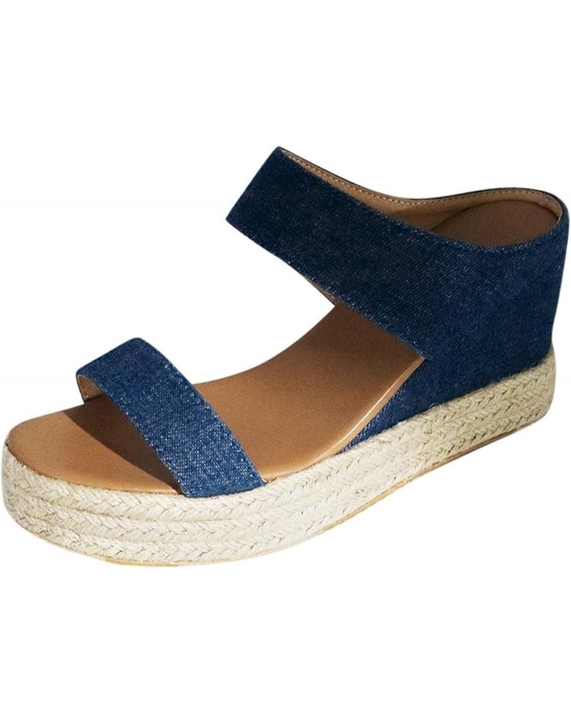 Platform Sandals Women Dressy, Wedge Sandals for Women Summer Breathable Espadrille Sandals Slip On Sandals Slippers Blue $22...