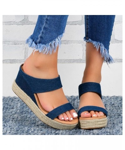 Platform Sandals Women Dressy, Wedge Sandals for Women Summer Breathable Espadrille Sandals Slip On Sandals Slippers Blue $22...