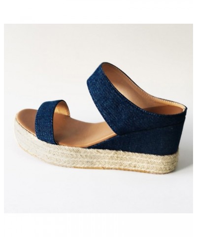 Platform Sandals Women Dressy, Wedge Sandals for Women Summer Breathable Espadrille Sandals Slip On Sandals Slippers Blue $22...