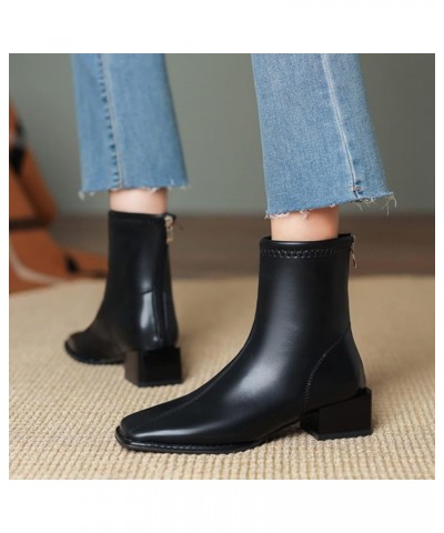 Retro Women Chunky Heels Buckle Strap Middle Tube Booties Round Toe Boots Z 13-black $22.89 Outdoor Shoes