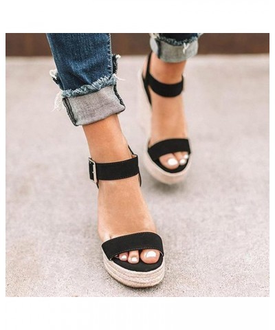 Sandals Women Dressy Summer, Sandals Women Comfortable Platform Wedge Sandals Summer Casual Zip Up Sandals Shoes X01-black $1...