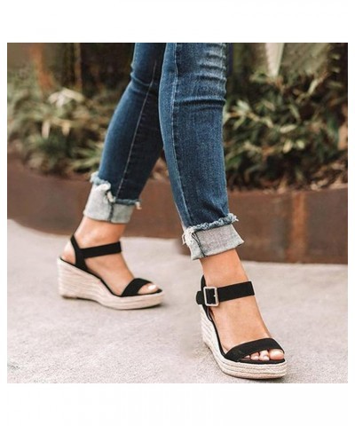 Sandals Women Dressy Summer, Sandals Women Comfortable Platform Wedge Sandals Summer Casual Zip Up Sandals Shoes X01-black $1...