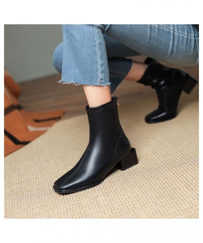 Retro Women Chunky Heels Buckle Strap Middle Tube Booties Round Toe Boots Z 13-black $22.89 Outdoor Shoes