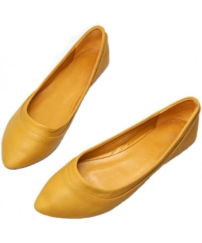 Women's Simple Flats Ballets Pointy Toe Daily Loafers, Casual All-Match Office Shoes for Walking Driving X-yellow $12.38 Loaf...