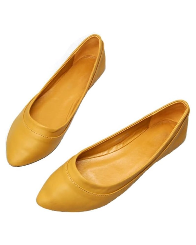 Women's Simple Flats Ballets Pointy Toe Daily Loafers, Casual All-Match Office Shoes for Walking Driving X-yellow $12.38 Loaf...