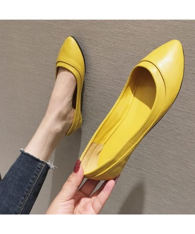 Women's Simple Flats Ballets Pointy Toe Daily Loafers, Casual All-Match Office Shoes for Walking Driving X-yellow $12.38 Loaf...