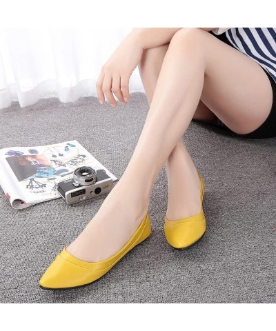 Women's Simple Flats Ballets Pointy Toe Daily Loafers, Casual All-Match Office Shoes for Walking Driving X-yellow $12.38 Loaf...