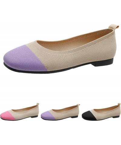 Fashion Spring and Summer Women Casual Shoes Flat Bottom Round Toe Fly Woven Mesh Breathable and Comfortable Colorblock Slip ...