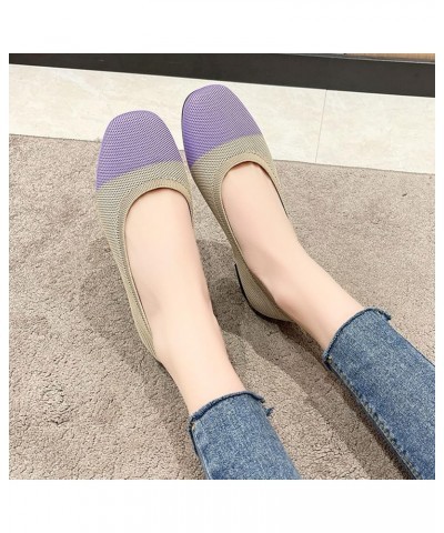 Fashion Spring and Summer Women Casual Shoes Flat Bottom Round Toe Fly Woven Mesh Breathable and Comfortable Colorblock Slip ...