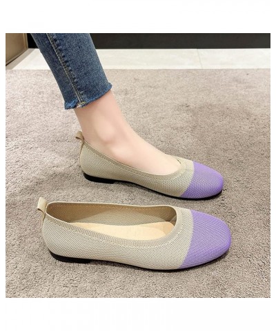 Fashion Spring and Summer Women Casual Shoes Flat Bottom Round Toe Fly Woven Mesh Breathable and Comfortable Colorblock Slip ...