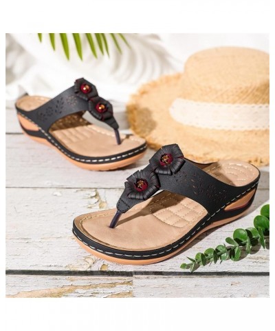 Ladies Shoes Wedge Platform Thong Sandals Casual Shoes Beach Shoes Light Soft Sole Thong Women Summer Sandals High Heel (Bron...