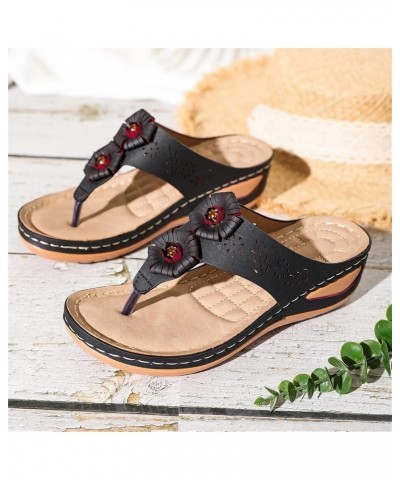 Ladies Shoes Wedge Platform Thong Sandals Casual Shoes Beach Shoes Light Soft Sole Thong Women Summer Sandals High Heel (Bron...