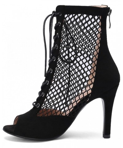 7/9.5/11CM Heel Height Women Gladiator Sandals Summer Boots Peep Toe 022 Suede Black $30.77 Boots