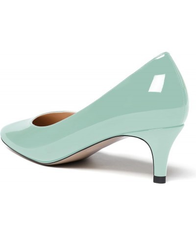 Women's Cute Solid Slip On Round Toe Patent Leather Low Kitten Heel Pumps Shoes 2 Inch Turquoise $26.65 Pumps