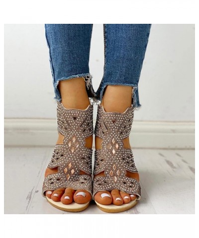 Wedge Sandals for Women Dressy, Roman Style Crystal Hollow Out Gladiator Sandals Summer Outdoor Vintage Rhinestone Peep Toe Z...