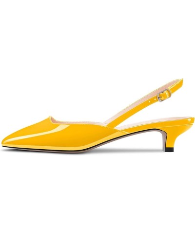 Women Low Kitten Heel Pointed Toe Sandals Slip-on Slingback Pumps Wedding Party Dress 1.4 Inches Heels Yellow $36.70 Sandals