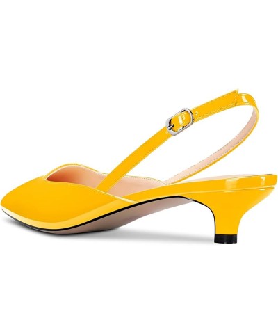 Women Low Kitten Heel Pointed Toe Sandals Slip-on Slingback Pumps Wedding Party Dress 1.4 Inches Heels Yellow $36.70 Sandals