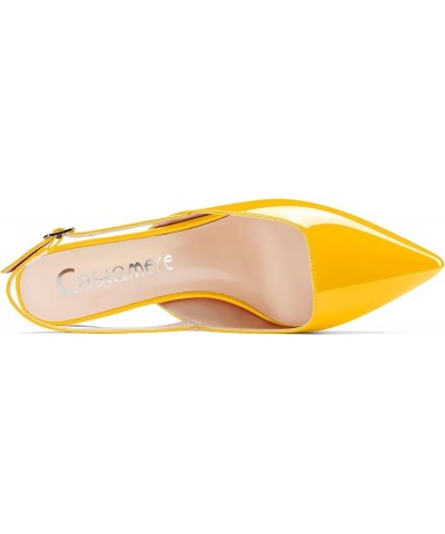 Women Low Kitten Heel Pointed Toe Sandals Slip-on Slingback Pumps Wedding Party Dress 1.4 Inches Heels Yellow $36.70 Sandals