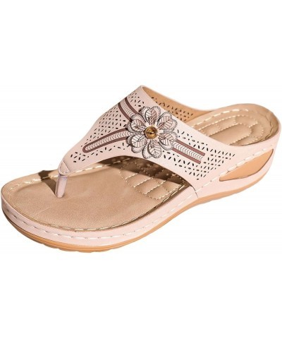 Ladies Shoes Wedge Platform Thong Sandals Casual Shoes Beach Shoes Light Soft Sole Thong Bare Women's Sandals Closed Toe (Pin...