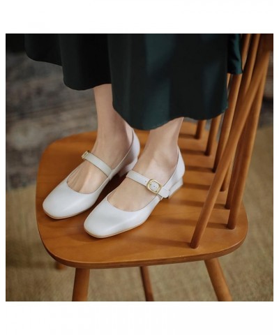 Womens PU Leather Fashion and Comfort Low Heel Mary Jane Shoes Work Shoes for Ladies Girls for Walking Beige $31.20 Oxfords