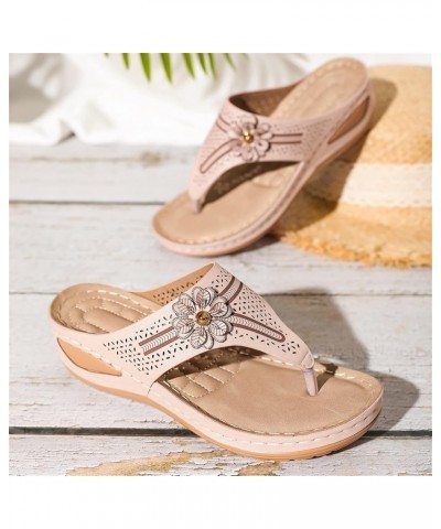 Ladies Shoes Wedge Platform Thong Sandals Casual Shoes Beach Shoes Light Soft Sole Thong Bare Women's Sandals Closed Toe (Pin...