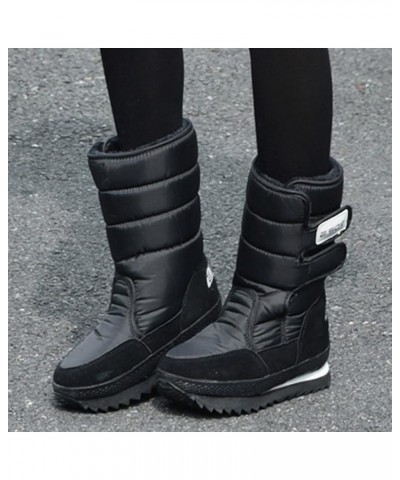 Black Winter Boots for Women Waterproof Women's Winter Warm Back Lace Up Leather Waterproof Snow Boots Black Winter Boots 8.5...