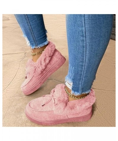 Winter Boots For Women Tall Mid Calf Warm Fur Lined Snow Boots Outdoor Fashion Comfortable Slip On Walking Shoes G-pink $16.6...