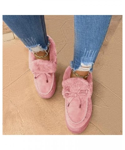 Winter Boots For Women Tall Mid Calf Warm Fur Lined Snow Boots Outdoor Fashion Comfortable Slip On Walking Shoes G-pink $16.6...