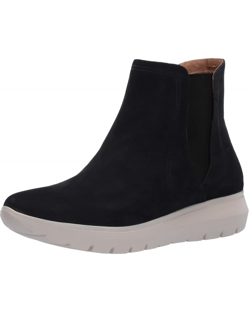 Women's Leather Made in Brazil Luxury Chelsea Boot with Sneaker Sole Navy Suede $18.80 Boots