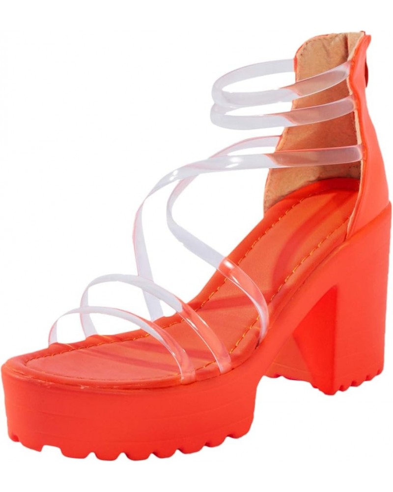 Women's Sandals Wedge Platform Sandals Gladiator Flip Flops Bohemian Ankle Strappy Zip Up Flat Casual Sandals LS2 Orange $8.2...