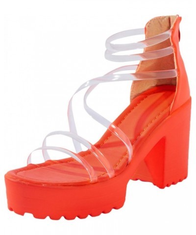 Women's Sandals Wedge Platform Sandals Gladiator Flip Flops Bohemian Ankle Strappy Zip Up Flat Casual Sandals LS2 Orange $8.2...