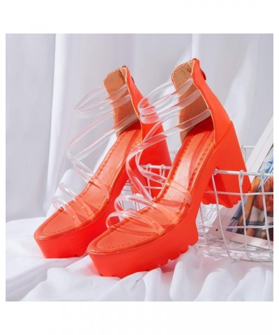 Women's Sandals Wedge Platform Sandals Gladiator Flip Flops Bohemian Ankle Strappy Zip Up Flat Casual Sandals LS2 Orange $8.2...