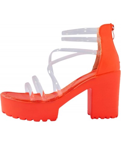 Women's Sandals Wedge Platform Sandals Gladiator Flip Flops Bohemian Ankle Strappy Zip Up Flat Casual Sandals LS2 Orange $8.2...