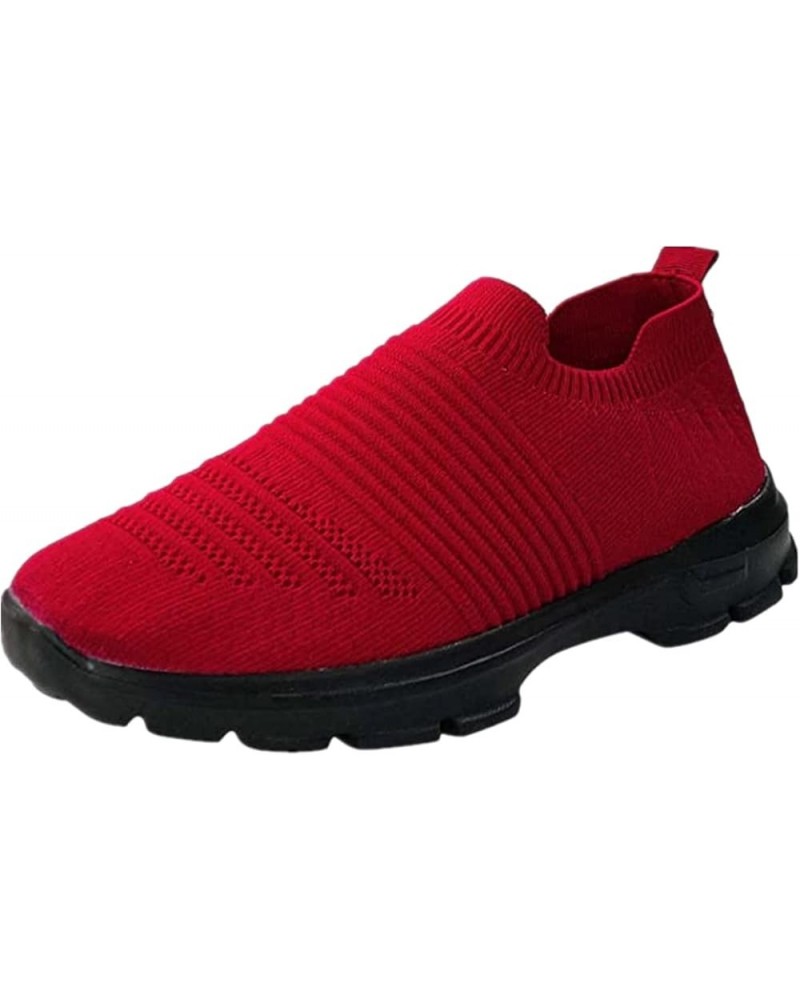 Sneakers for Women Walking Shoes Comfortable Walking Running Shoes Athletic Non Slip Tennis Fashion Sneaker S3-red $7.60 Athl...