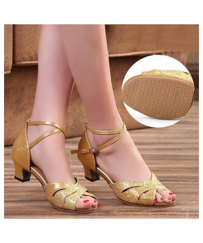 Sandals Casual Womens Outdoor Rubber Sole Low Heel Soft Bottom Latin Dance Shoes Sandals Summer Beach Sandals Boho Gold $15.9...