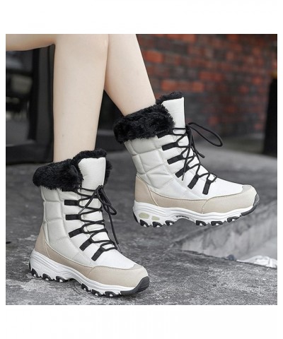 Women's Winter Mid-Calf Hiking Boots,Outdoor Waterproof Non-slip Comfort Warm Lined Collar Orthotic High Snow Ankle Booties R...