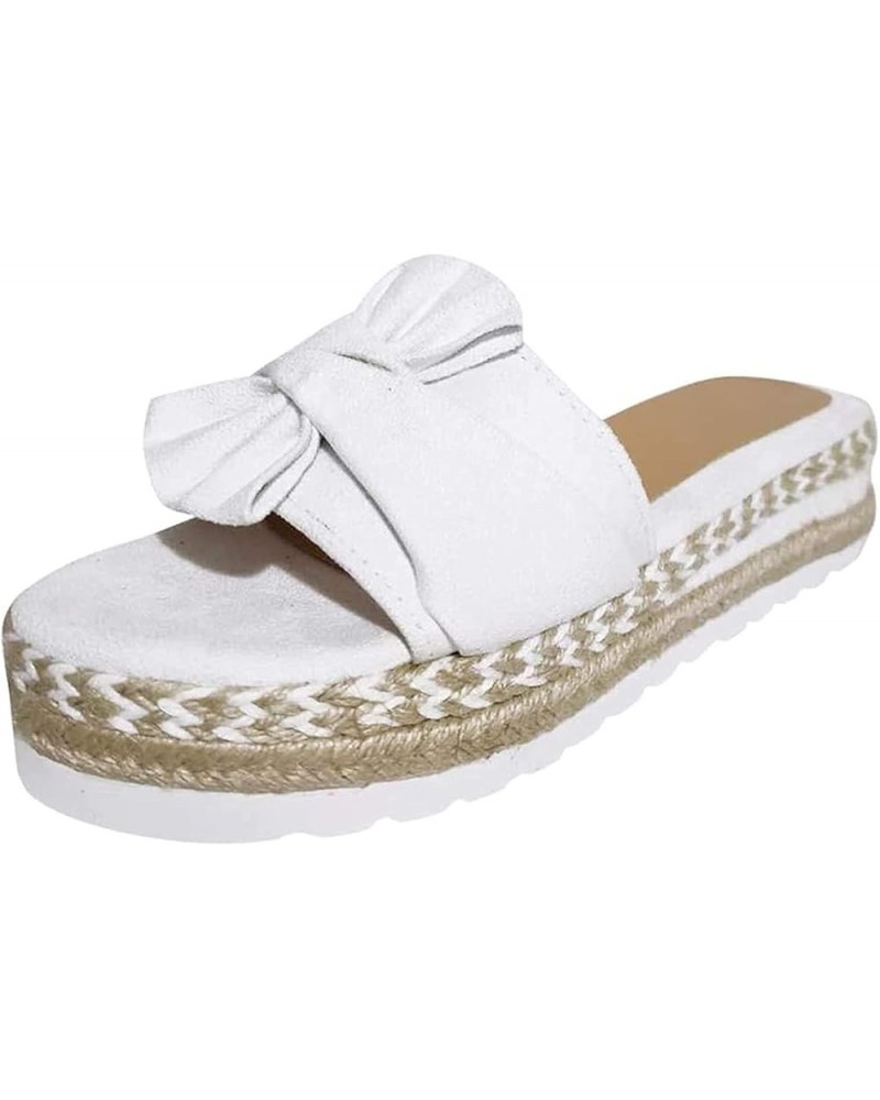 Women Summer Beach Sandals Shoes Anti-Slip Slipper Summer Beach Bow Slip on Sandals Summer Open Toe Beach Travel Fashion Slip...