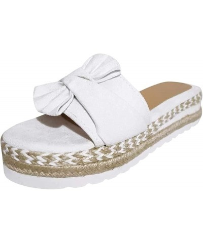 Women Summer Beach Sandals Shoes Anti-Slip Slipper Summer Beach Bow Slip on Sandals Summer Open Toe Beach Travel Fashion Slip...