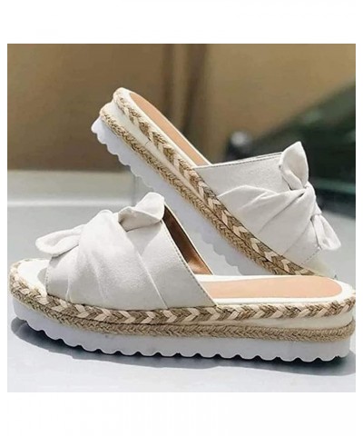 Women Summer Beach Sandals Shoes Anti-Slip Slipper Summer Beach Bow Slip on Sandals Summer Open Toe Beach Travel Fashion Slip...