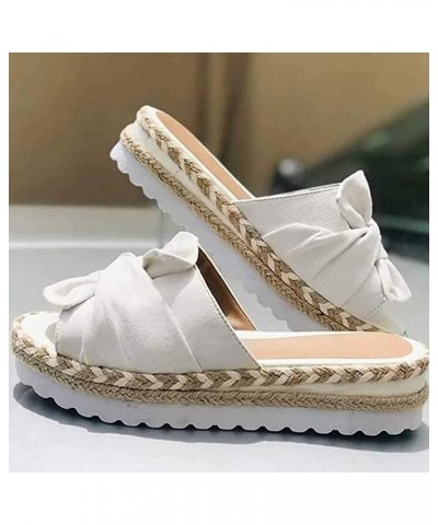 Women Summer Beach Sandals Shoes Anti-Slip Slipper Summer Beach Bow Slip on Sandals Summer Open Toe Beach Travel Fashion Slip...