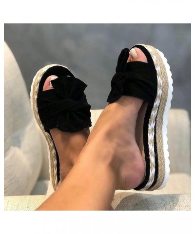 Women Summer Beach Sandals Shoes Anti-Slip Slipper Summer Beach Bow Slip on Sandals Summer Open Toe Beach Travel Fashion Slip...