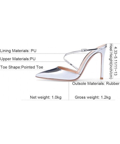 Pointed Toe Stilettos Slingback High Heel Handmade,MWOOOK-468 Women's Sexy Party Dress Court Shoes Large Size 2-12 Silver 40 ...