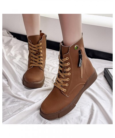 Woments Winter Boots Waterproof Comfortable Winter Snow Boots Thickened Plush Snow Boots with Side Zipper C1-brown $30.05 Boots