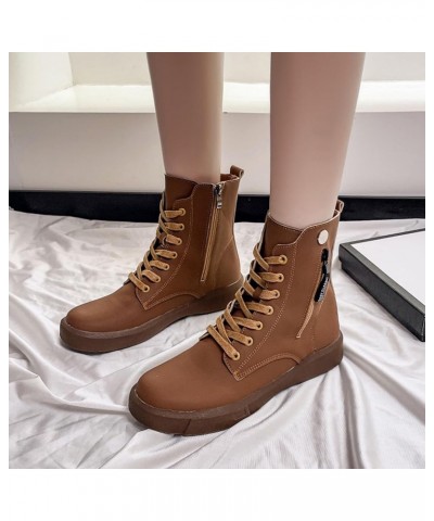 Woments Winter Boots Waterproof Comfortable Winter Snow Boots Thickened Plush Snow Boots with Side Zipper C1-brown $30.05 Boots